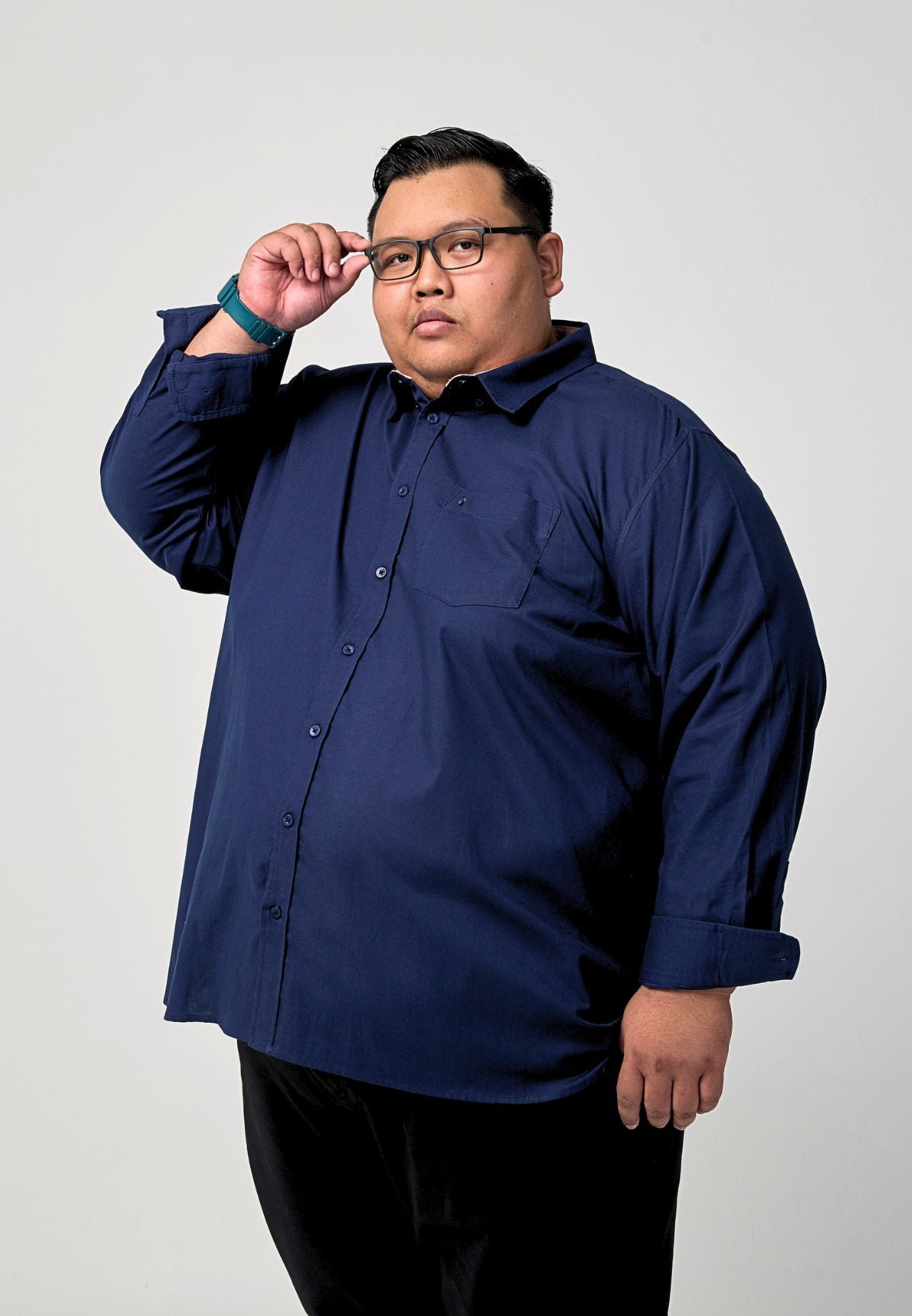 Kemeja Lelaki Plus Size | Baju Lelaki Plus Size | Plus Size Shirt | Baju Plus Size | Big Size Shirt #color_Navy Blue